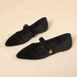 New Fashion Women's Pointed Toe Flat Shoes with Velvet Matte Finish Single Women Comfort Loafers Shoes Leather Mary Jane Shoes