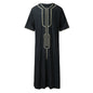 Men Muslim Summer Fashion Loose Robe Islam Kaftan Men Clothing Dubai Luxury Muslim Abaya Muslim V-neck Short Sleeve Printing