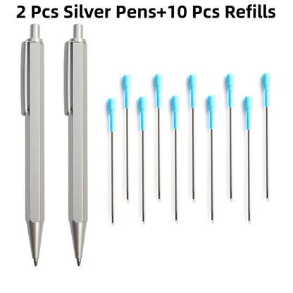 Metal Ballpoint Pens Automatic Ballpoint Pen Refill Black Blue Ink For School Office Stationery Supplies Writing 0.7mm