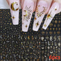 8Pcs Red Heart Nail Stickers 3D Bronzing Silver Gold Heart Shape Star & Moon Metal Totem Nail Slider Self-Adhesive DIY Nail Art*