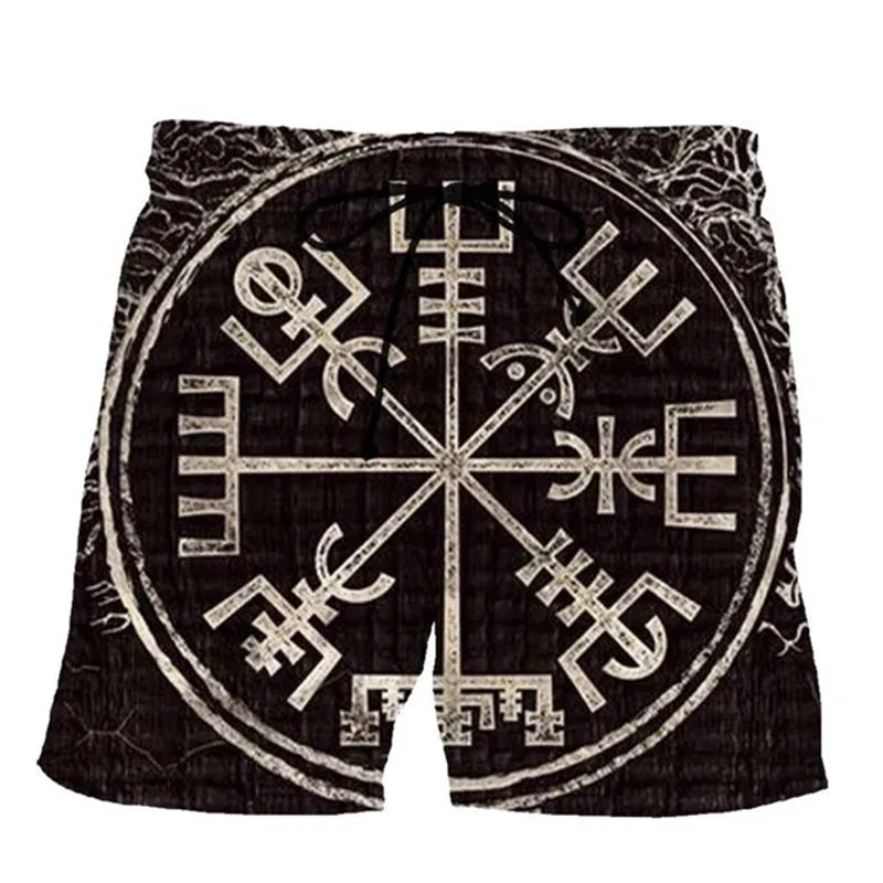 Harajuku Short Pants For Men Personality Street Vinking 3d Print Beach Shorts Holiday Casual Hawaii Beachwear Pockets Gym Trunks