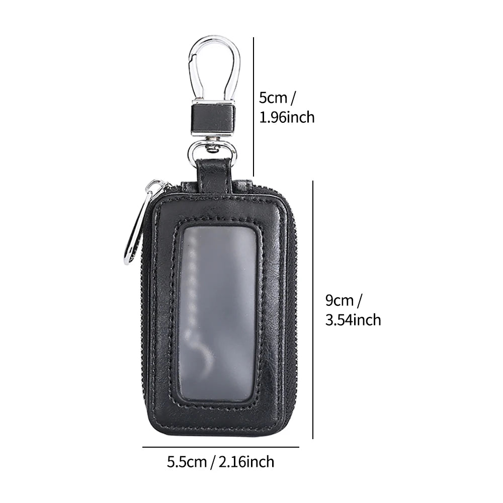 2024 Universal Car Key Protector Bag Leather Key Cover Transparent Visible Keychain Case for Car Remote Mini Keys Bags