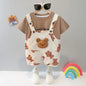 0-4 years old autumn new fashion cute car baby suit boys and girls long-sleeved striped three-piece children's sports suit