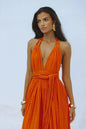 Canwedance Solid Color Bandage Maxi Dress Sleeveless Open Back Holiday Vestidos Female Deep V Neck Backless Halter Dresses