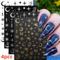 8Pcs Red Heart Nail Stickers 3D Bronzing Silver Gold Heart Shape Star & Moon Metal Totem Nail Slider Self-Adhesive DIY Nail Art*