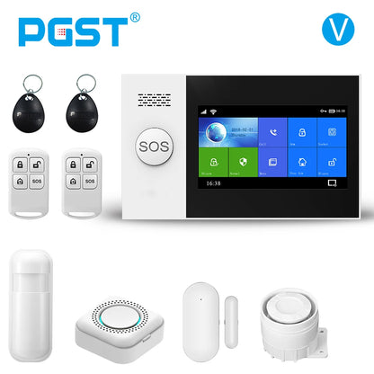 PGST PG-107 Tuya Wireless Home WIFI GSM Home Security With Motion Detector Sensor Burglar Alarm System APP Control Support Alexa