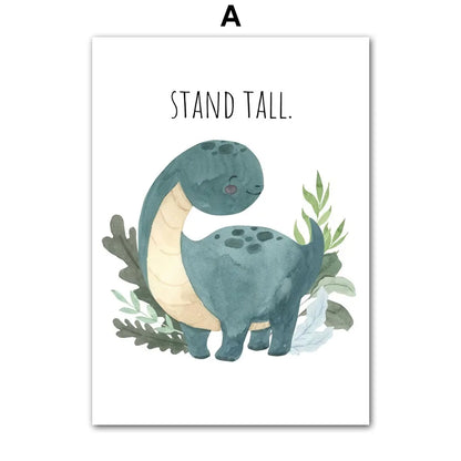 Cartoon Dinosaur Numbers Alphabet Jurassic Dino Nursery Posters Print Canvas Painting Wall Art Picture Baby Kids Room Home Decor