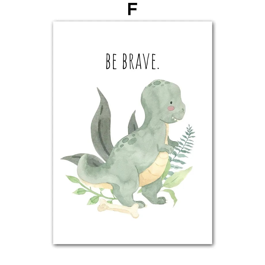 Cartoon Dinosaur Numbers Alphabet Jurassic Dino Nursery Posters Print Canvas Painting Wall Art Picture Baby Kids Room Home Decor