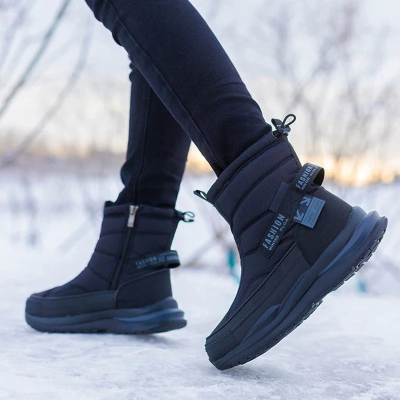 Big Size 45 Winter Boots Men High-top Water-resistant Cotton Shoes Women Plus Velvet Warm Shoes Boots Northeast Outdoor Boots
