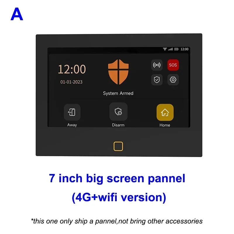 7 Inch Smart WiFi Home Alarm Panel Big Screen 4G Full Touch Tuya Smart Life Alarm Host Systems Kits Security Home Protection