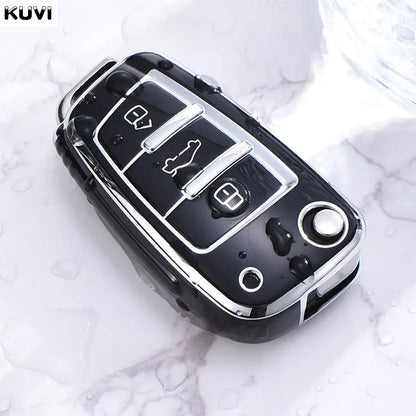 Soft TPU Car Flip Key Case Cover Holder For Audi A1 A3 A6 A6L Q2 Q3 Q7 TTS R8 S6 RS3 Key Protection Shell Fob Accessories