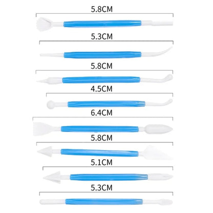 Cake Decorating 8Pcs Fondant Modelling Tools 16 Patterns Carving Flower Craft Clay Carving Pen Set Modeling Baking Accessories