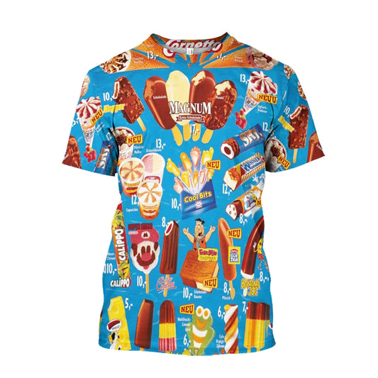 Men's T-Shirt Ice Cream Print Top Summer Short Sleeve 3d T-Shirts Fashion Casual Crew Neck Male Oversized Clothing Pullover