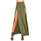 Skirts for Women Womens Double Split Maxi Long Skirt Ladies Plain Basic Two Side Slit 4 22 Short Leather Skirt