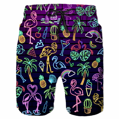 Cartoon Music Colorful Graffiti Beach Shorts Men 3d Print Swim Trunks Summer Surf Board Shorts 80s 90s Street Short Pants