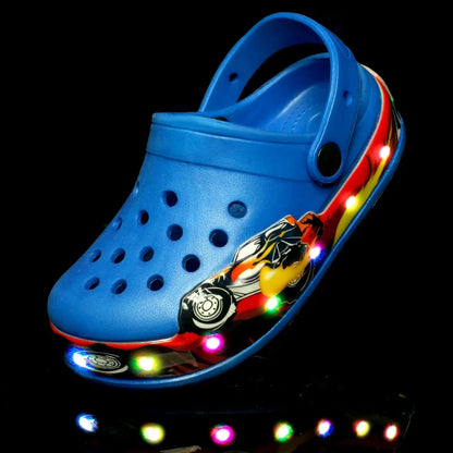 LED Flashing Girl Boy Kids Sneaker Hole Sandals First Walker Children's Boots In Summer Hollow Baby Beach Shoes