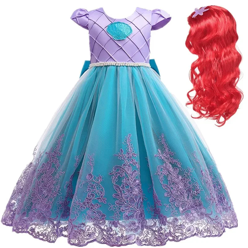 Fancy Mermaid Costumes for Girls 4-10 Y Ariel Cosplay Birthday Princess Dress Halloween Carnival Party Gown Girls Mermaid Dress