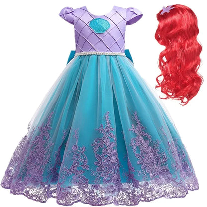 Fancy Mermaid Costumes for Girls 4-10 Y Ariel Cosplay Birthday Princess Dress Halloween Carnival Party Gown Girls Mermaid Dress