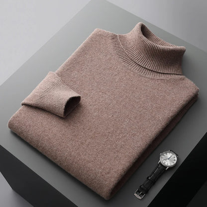 Autumn and winter new 100% merino cashmere sweater men's knitted pullover padded warm neck fashion loose plus size coat