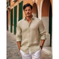 Men's Slim Fit Long-Sleeve Cotton Linen Shirts for Men Business Casual Button Down Shirt Lightweight Breathable Shirts