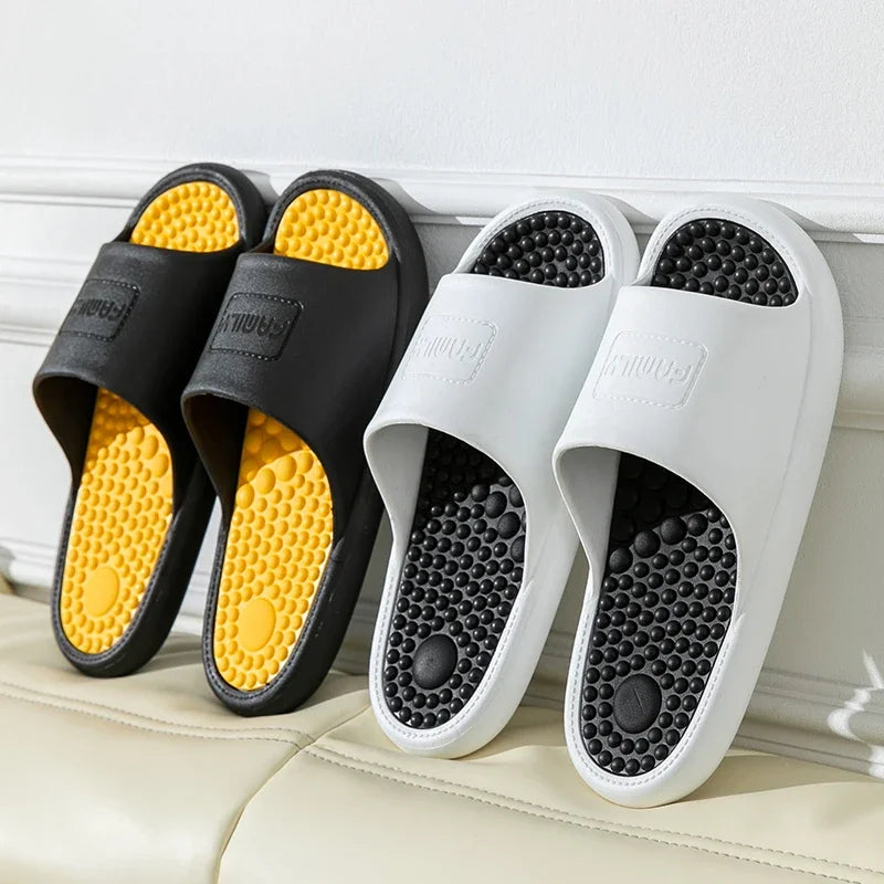 New Summer Concise Trend Couple Indoor Sandals Non-slip Bathroom Slides Men Women Shoes Massage Slippers Ladies' Home Flip Flops