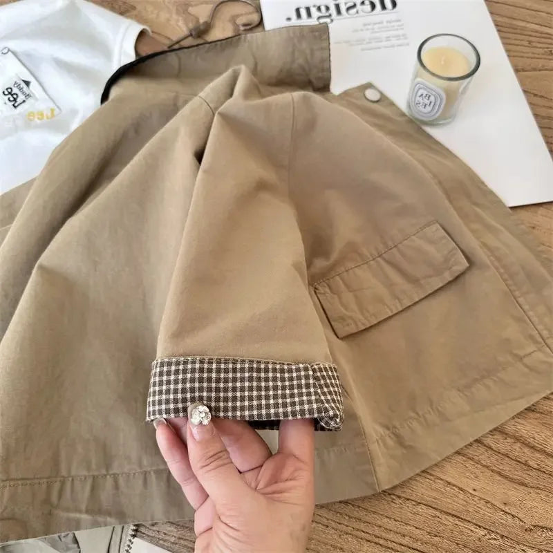 Kids Windbreaker New 2025 Spring Autumn Fashion Korean Casual Baggy Simple Style