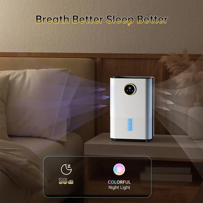 Portable Air Dehumidifier, Quiet Moisture Absorber with Auto/Manual Drainage for Home, Bedroom, Office, Kitchen - EU/US Plug