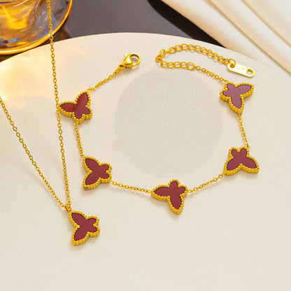 1/2/3Pcs 18K Gold Plated Stainless Steel Butterfly Bracelet for Women, Elegant Butterfly Hand Decor Necklace Bracelet Jewelry
