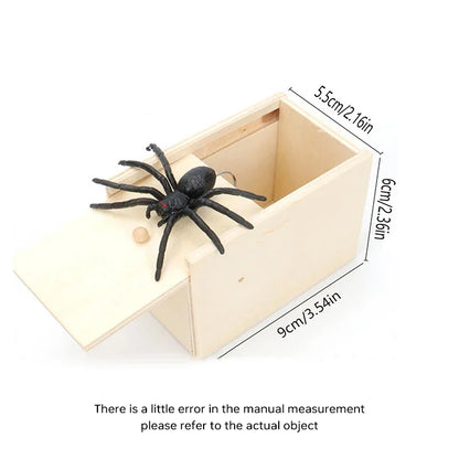 Simulation Spider With Wooden Box Kids Favors Tricky Prank Joke Toy Haunted House Horror Props Halloween Party Decor Supplies