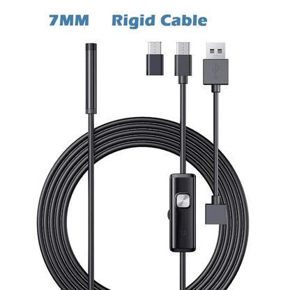 Android Endoscope Camera 7MM 5.5MM Mini Lens 3IN1 TYPE-C Micro USB 6LEDs Waterproof Inspection Borescope for Samsung Huawei PC