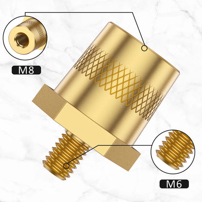 1 Pair Battery Pole Adapter Brass Battery Terminal Connector M6 Thread Positive Negative Battery Post Connector Terminal Adapter