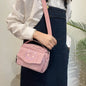 Cute Girl Canvas Bag Ins Small Crossbody Bag Female Student Solid Colour Simple Adjustable Strap Shoulder Bag Daily Women'S Bag