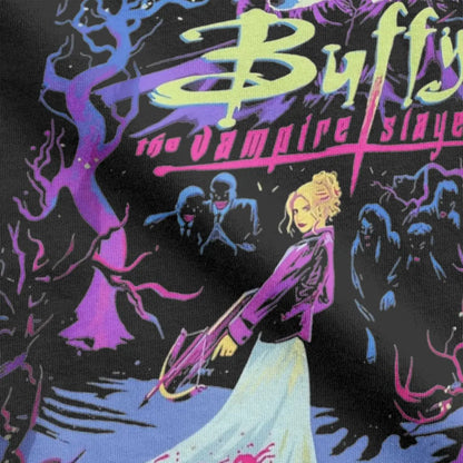 Men's T-Shirts Buffys The Vampire Slayers And Demon Hunters Pure Cotton Tees Short Sleeve T Shirts Round Neck Clothes Printed