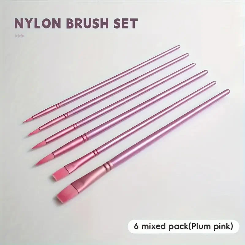 6/4 Brush Set, Sharp and Flat Watercolor Brushes, Nylon Hair Acrylic Brushes, Painting Supplies