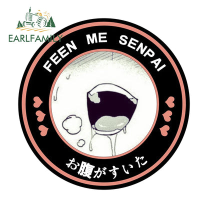 EARLFAMILY 13cm Feed Me Senpai Car Stickers Ahegao Windows Laptop Vinyl Car Wrap Decal Anime Waterproof Car Accessories