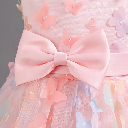 Flower Girl Pink Dress for Wedding Backless Elegant Kids Birthday Party Gala Dresses Puff Sleeve Children Communion Costume 3-8Y