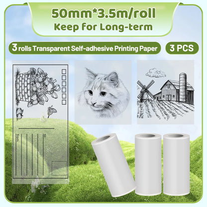 Phomemo T02 Thermal Printer Paper Thermal Sticker BPA Free for Journal Photo Picture Texts Study Notes To Do List 3rolls/box