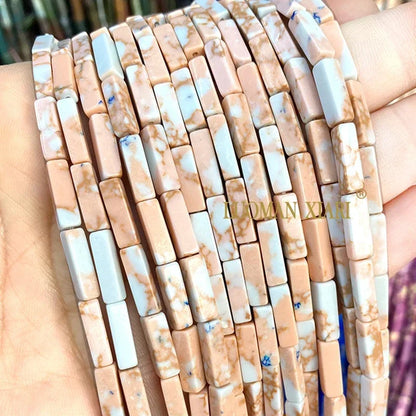 4x13mm Square Natural Stone Light Lavender Chalcedony Loose Spacer Beads for Jewelry Making Diy Bracelet Charms Accessories