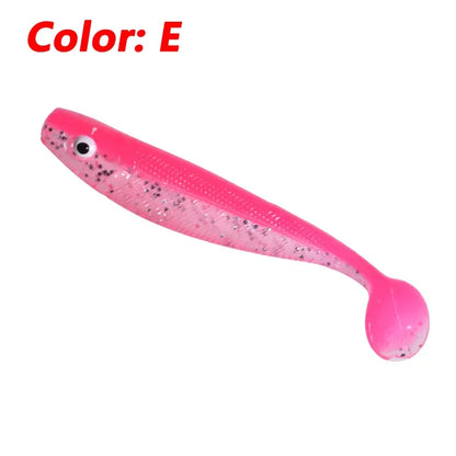 10 Pcs Fishing Double Colors Silicone 3D Eyes Soft Lure 6.8cm 2g T-tail Jig Wobblers Tackle Artificial Sequin Bait for Bass