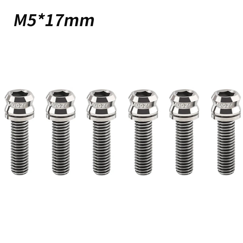 MUQZI 6PCS Titanium Bolts M5x15 M5x17 Bicycle Handlebar Stem Screw With Washer
