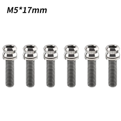 MUQZI 6PCS Titanium Bolts M5x15 M5x17 Bicycle Handlebar Stem Screw With Washer