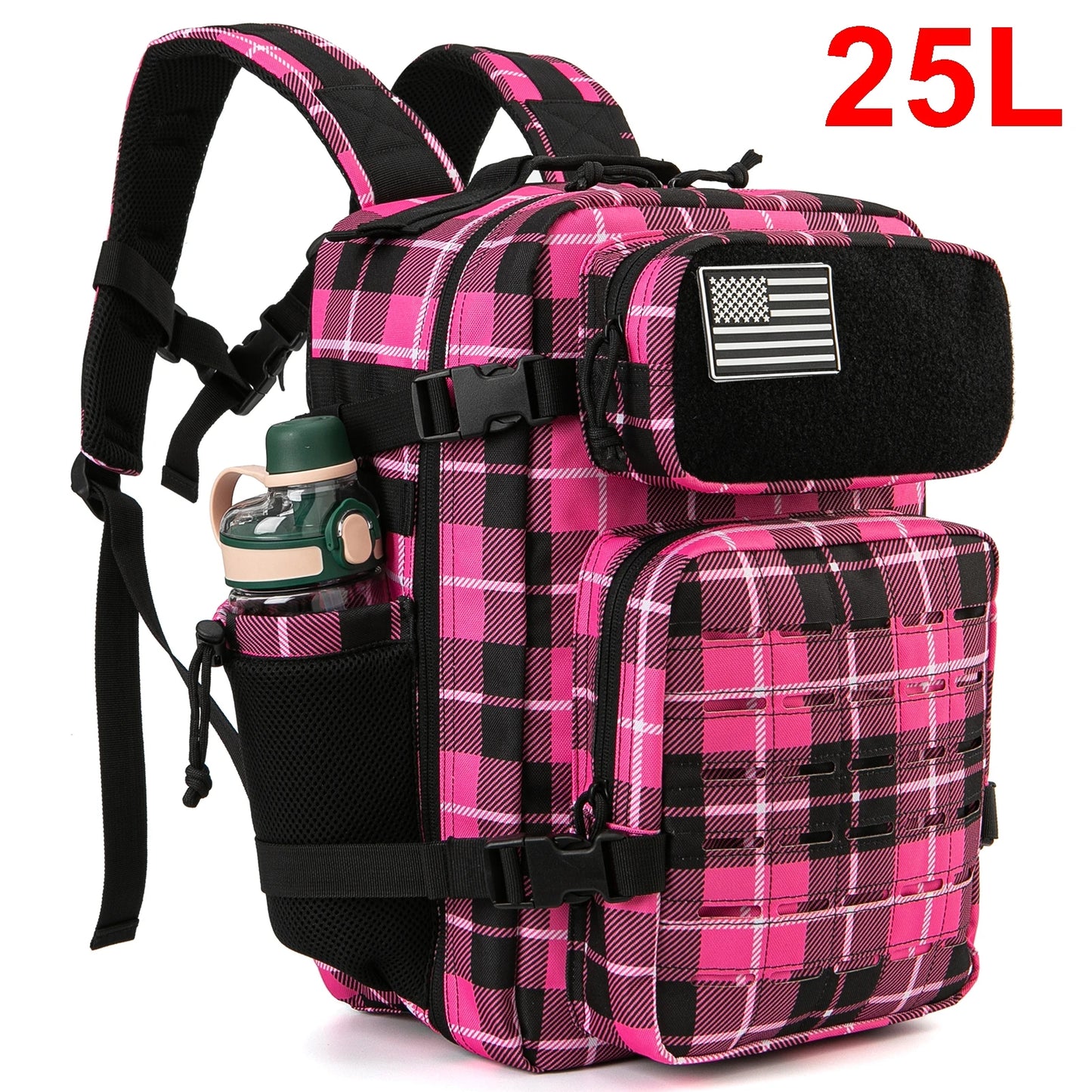 QT&QY 25L GYM Tactical Backpacks for Men  Survival Laser Cut Molle Daypack Small Bug Out Bag Gym Rucksack with Dual Cup Holders