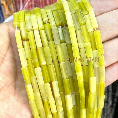 4x13mm Square Natural Stone Light Lavender Chalcedony Loose Spacer Beads for Jewelry Making Diy Bracelet Charms Accessories