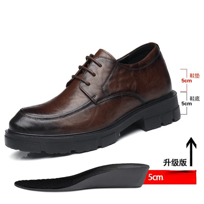 5 8 10 Cm Heel Shoes Men Fashion Casual Cow Leather Men's Dress Shoes British Breathable Groom Platform Wedding Shoes Male