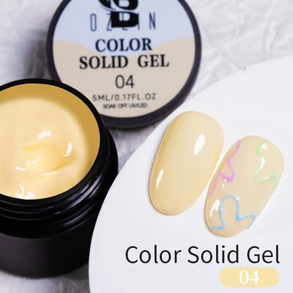 BOZLIN 5ML Color Solid Nail Gel Colorful Painting Nail Art Varnish Semi Permanent Solid Polish UV Nail Gel Top Coat Manicure