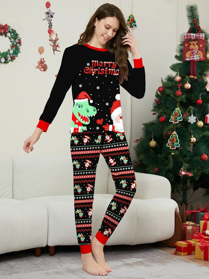 New 2024 Dinosaur Print Pajamas Set Christmas Matching Clothes for Family Baby&Dog Romper Pijama Boys Girls Loungewear Xmas Look