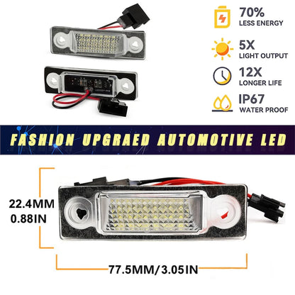2Pcs Canbus LED Number License Plate Lights Lamps For VW Sharan MK1 Ford Galaxy Seat Alhambra 7M8 7V9 WGR White OEM#7M3943021