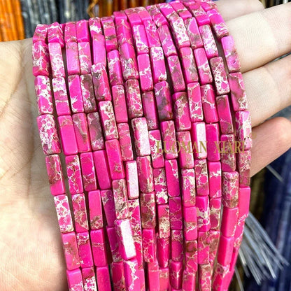 4x13mm Square Natural Stone Light Lavender Chalcedony Loose Spacer Beads for Jewelry Making Diy Bracelet Charms Accessories