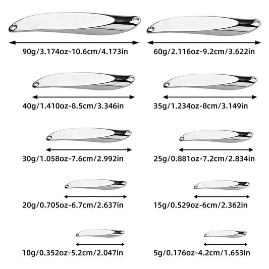 1PC Spinner Spoon Metal Lures 5g 10g 15g 20g 25g 30g 40g 60g 90g Treble Hook Artificial Bait for Bass Trout Pesca Fishing Tackle