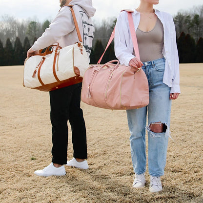 Carry On Garment Bag 55L Large Pu Leather Duffle Bag Waterproof With Shoe Pouch For 2 In 1 Hanging Suitcase Suit Travel Bags